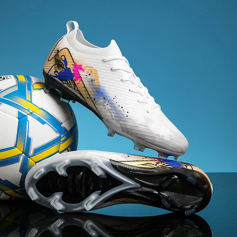 New Men Football Boots Soccer Cleats FG Non-Slip Training Shoes Soccer Shoes Long Spikes Match Ultralight Outdoor Drop Shipping