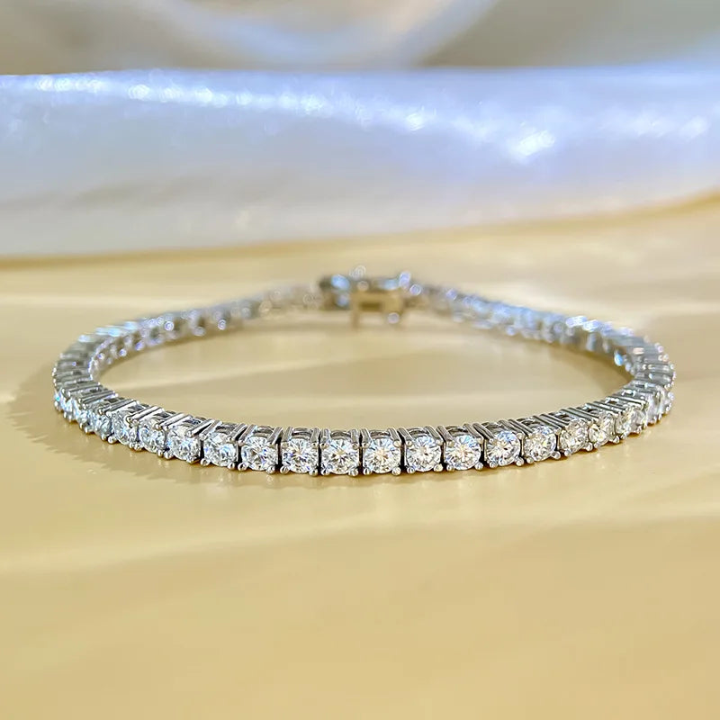 Bracelet Moissanite en Argent Sterling 925 – Diamant D VVS1 avec Certificat GRA