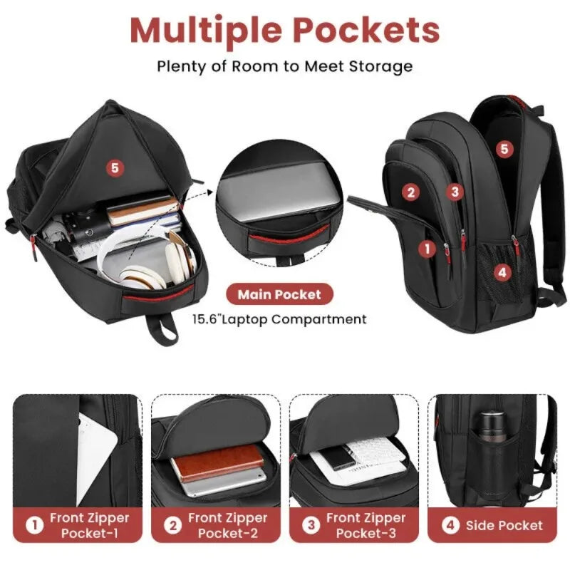 20L Waterproof Backpack Adjustable Shoulder Straps Multi-Purpose Storage Bag for School Work Travel Business Trip