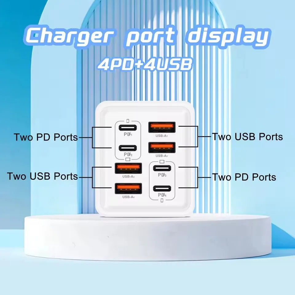 Chargeur GaN 240W 8-en-1 USB-C Charge Rapide - iPhone Samsung Xiaomi