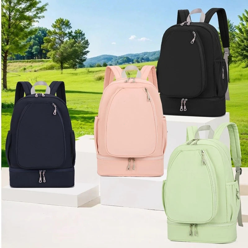 Outdoor Fitness Gym Backpack Badminton Tennis Rackets Training Bag Dry Wet Shoes Pocket Yoga Bag Large Student Storage Schoolbag