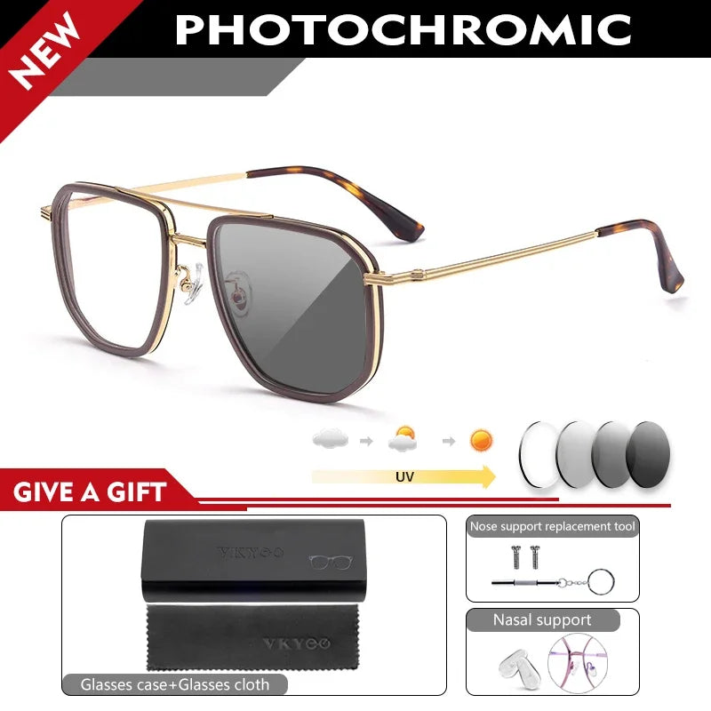Lunettes de Lecture Photochromiques CAIDERONI 2216YJ – Grand Cadre Rétro Anti-Lumière Bleue