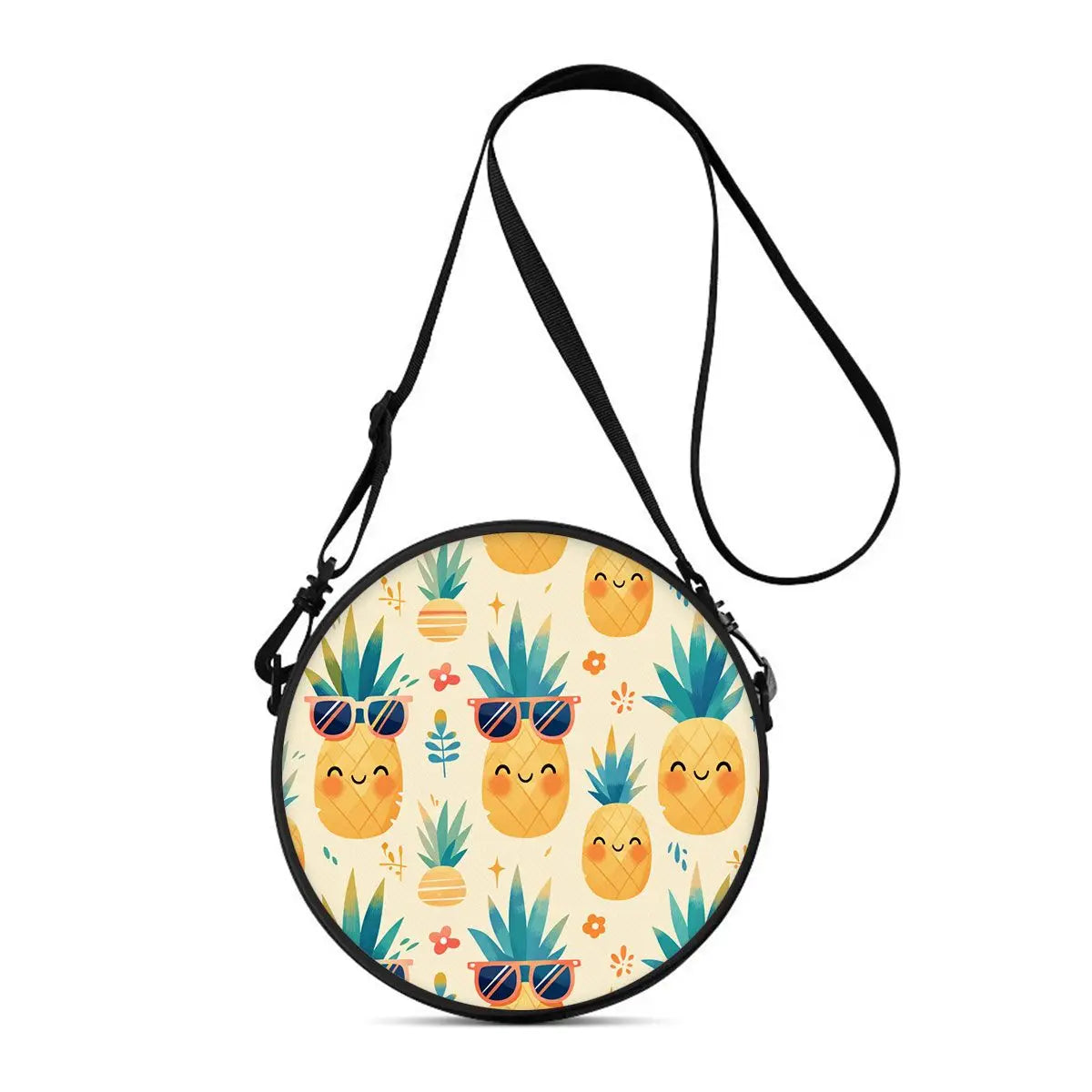 Watermelon Cherry Round Shoulder Bag Fruit Messenger Bag Daily Adjustable Strap Crossbody Bag for Woman Best Gifts 2D Flat