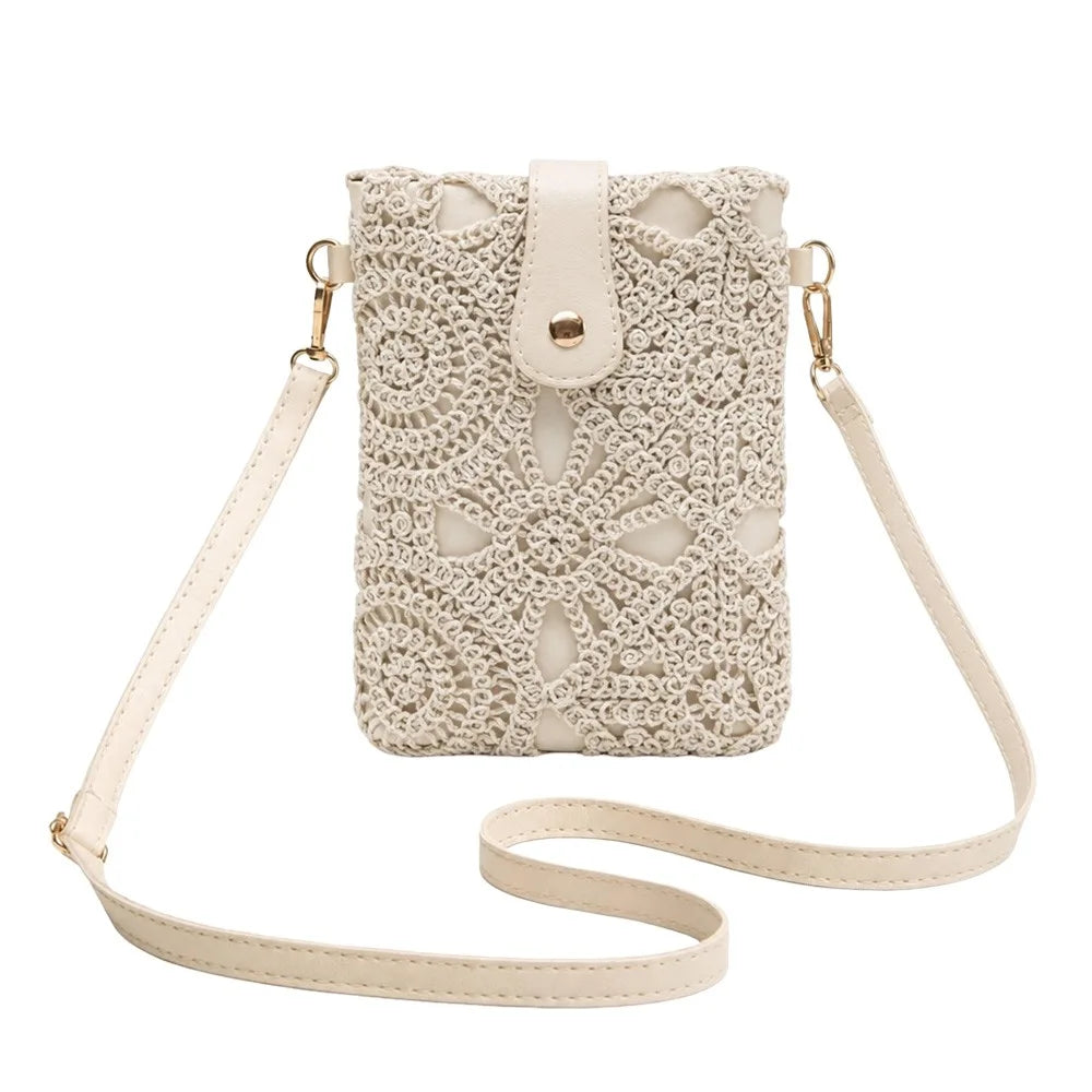 Fashion Woven Print Women Crossbody Bag Lightweight Multicolor Cell Phone Bag Elegant Shoulder Bag Mom Gift