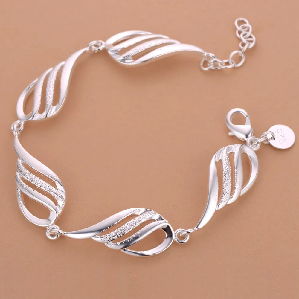 Bracelet Charm en Argent Sterling 925 – Chaîne Perlée Romantique pour Femme