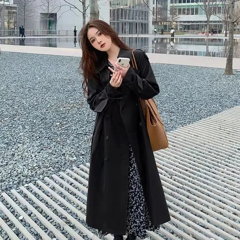 Trench Coat Femme Ample Mi-Long – Style Streetwear Casual
