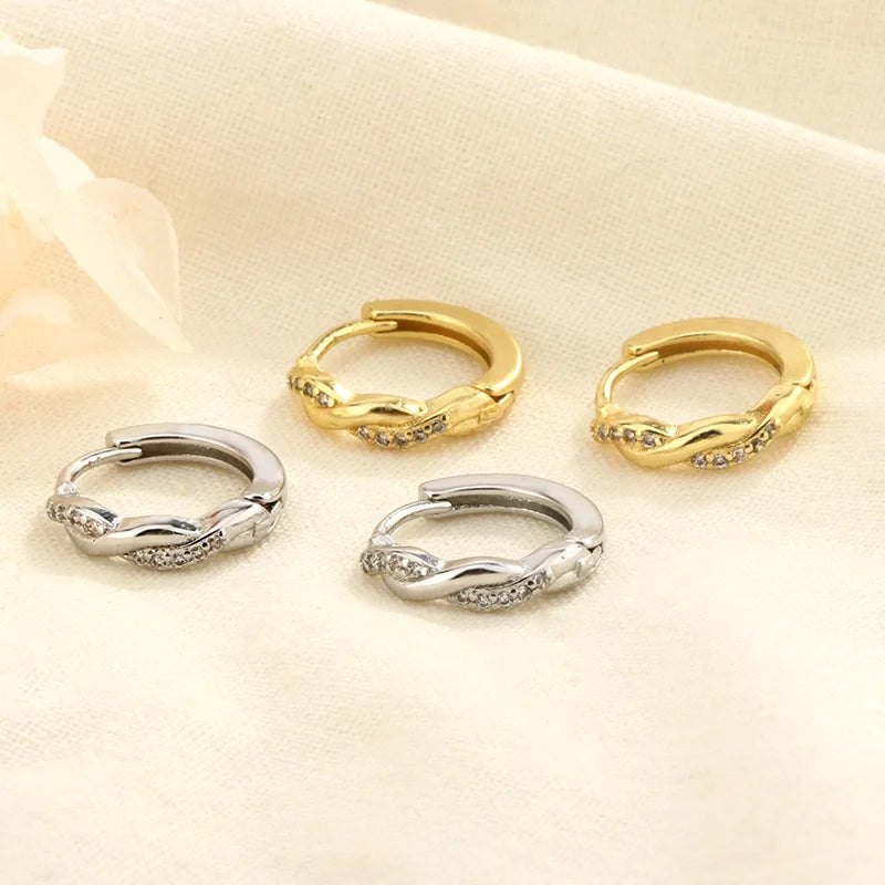 Lot de 4 Boucles d'Oreilles Créoles Zirconia – Étoile & Fleur, Acier Inoxydable, Femme