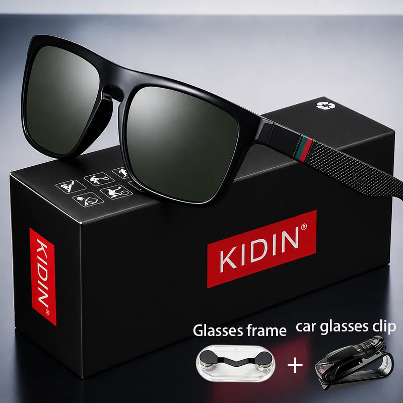 Lunettes de Soleil Polarisées Carrées KIDIN – UV400 Anti-Reflets (Modèle 1025)