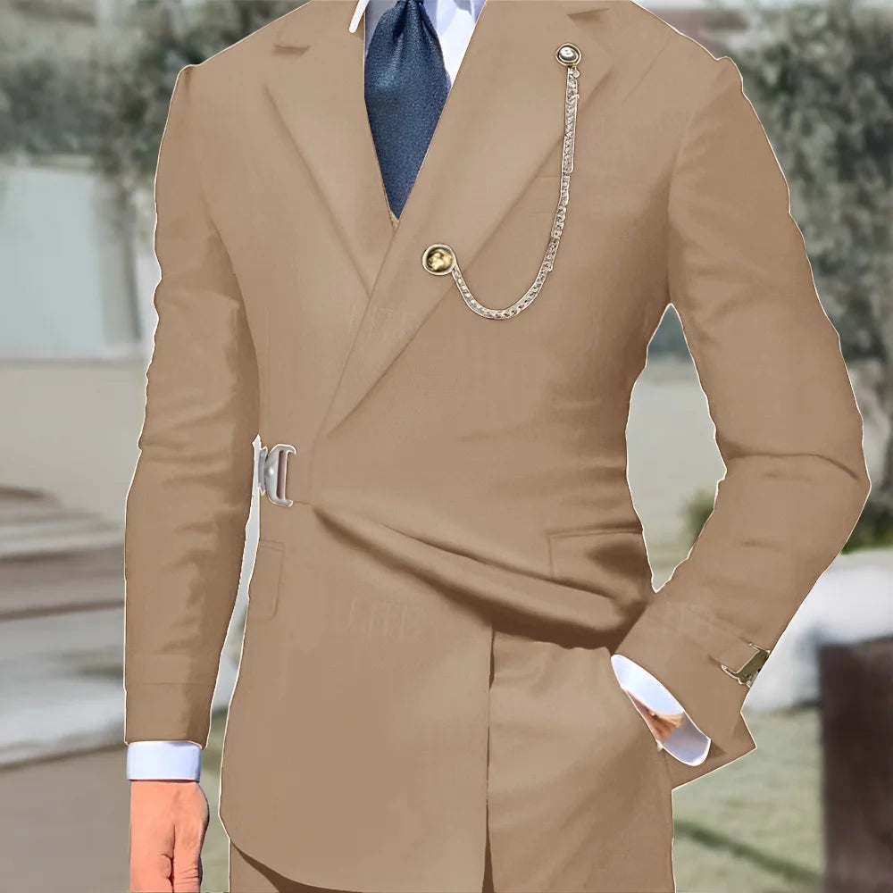New Men's Suit 2-piece Business Formal Blazer Double-breasted Design Groom Tuxedo for Wedding XS-5XL Outfit