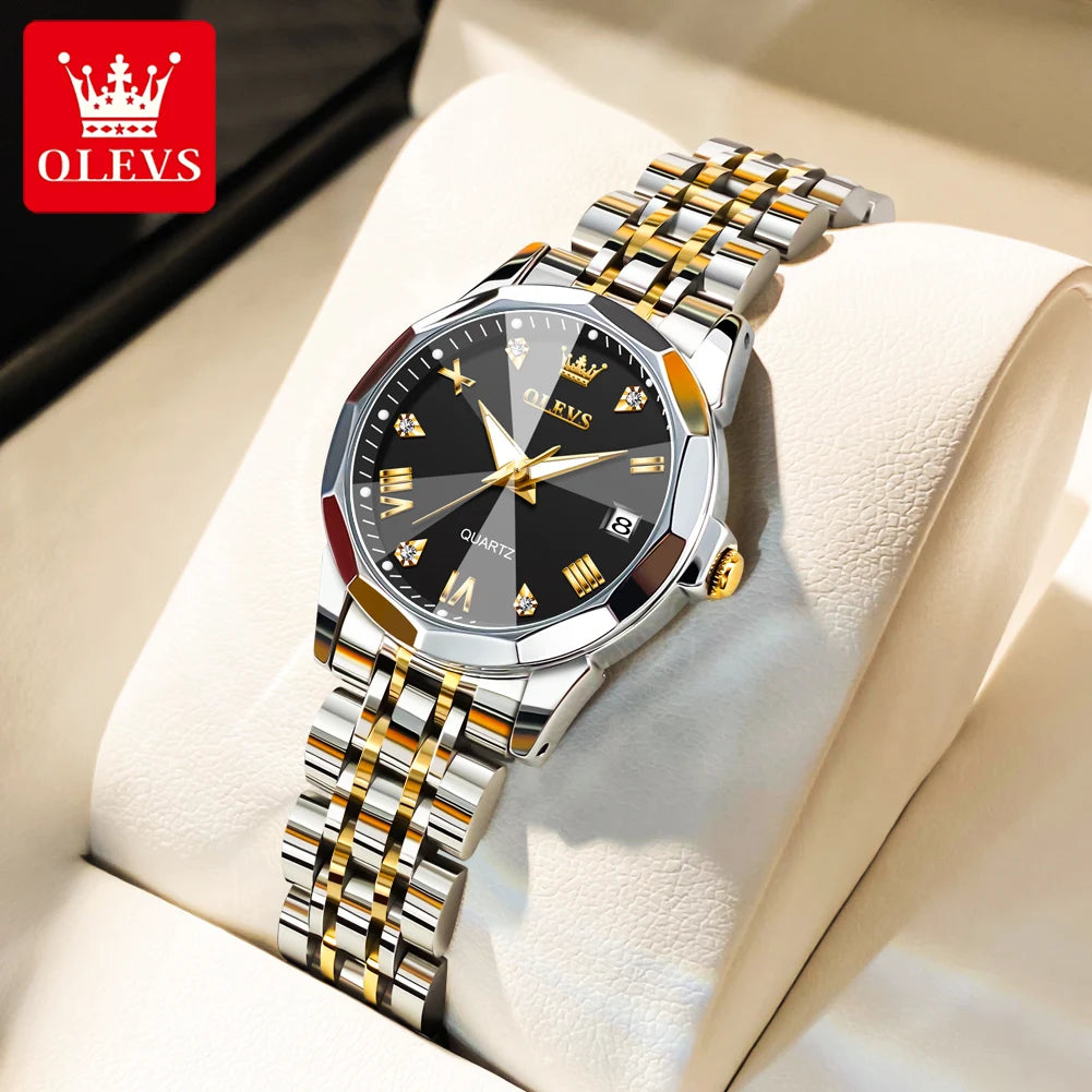 OLEVS 9931 Women's Watch Waterproof Luxury Diamond Quartz Watch For Women Roman Scale Calendar Luminous Elegant Woman Wristwatch