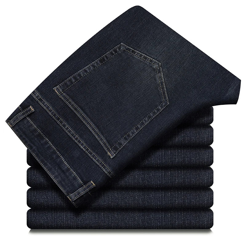 Jean Droit Ample Homme – Denim Léger Respirant Taille Haute Business Casual