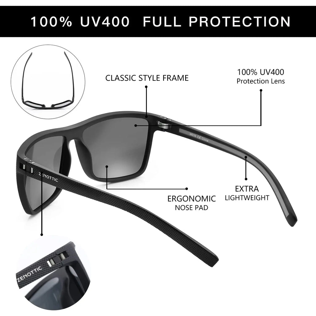 Lunettes de Soleil Polarisées ZENOTTIC – Monture TR90 Légère UV400