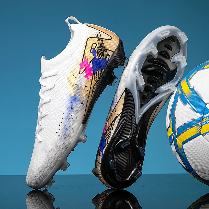 New Men Football Boots Soccer Cleats FG Non-Slip Training Shoes Soccer Shoes Long Spikes Match Ultralight Outdoor Drop Shipping