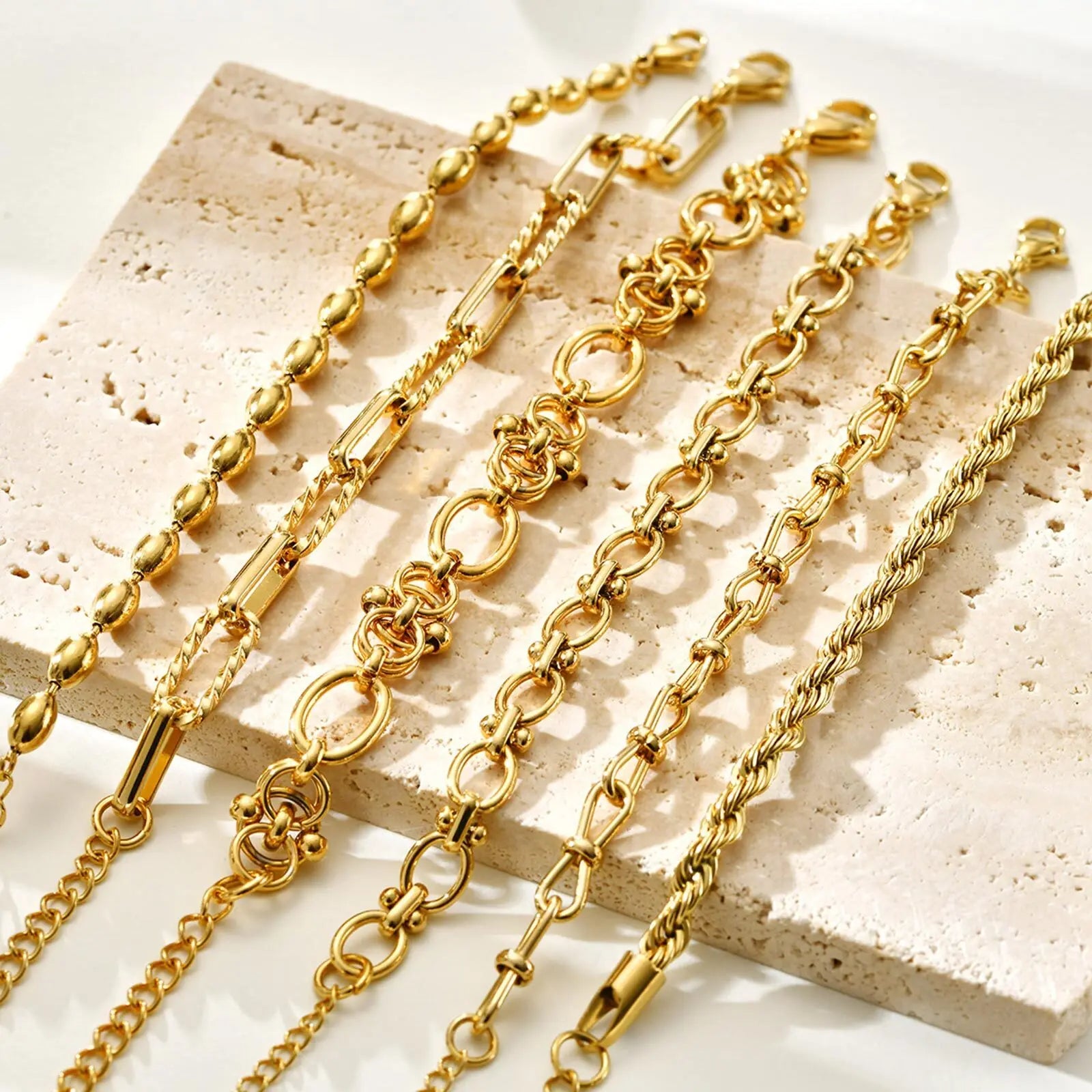 Bracelet Chaîne Acier Inoxydable Plaqué Or – Femme