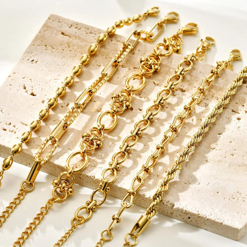 Bracelet Chaîne Acier Inoxydable Plaqué Or – Femme