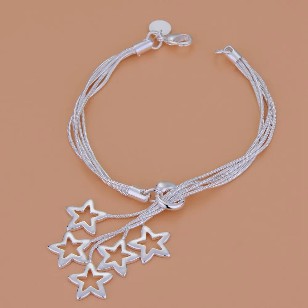 Bracelet Charm en Argent Sterling 925 – Chaîne Perlée Romantique pour Femme