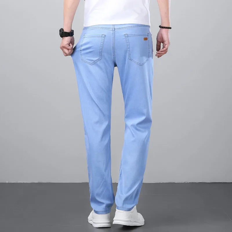 Jean Droit Business Casual Homme – Lyocell 70% Coupe Régulière Ice Silk