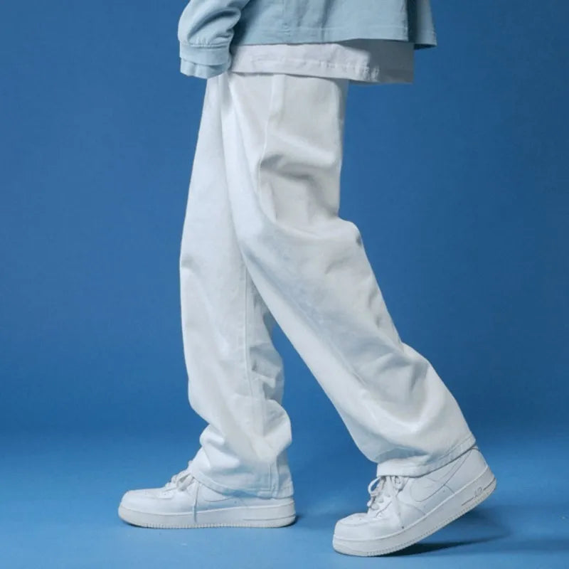 Jean Blanc Homme Loose Straight Streetwear Unisexe | Toutes Saisons