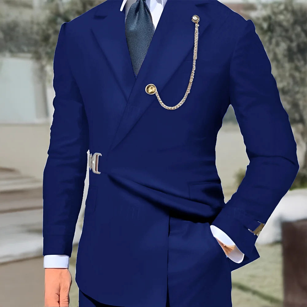 New Men's Suit 2-piece Business Formal Blazer Double-breasted Design Groom Tuxedo for Wedding XS-5XL Outfit