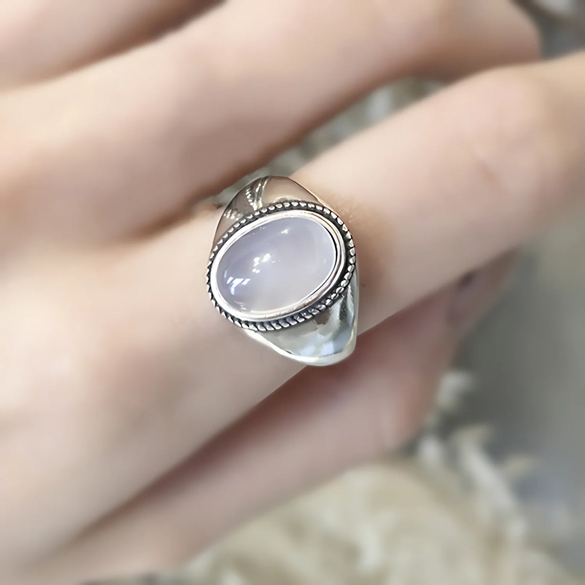 Bague Lotus en Argent Sterling 925 Femme – Texture Rétro & Ajustable | Cadeau Bijou