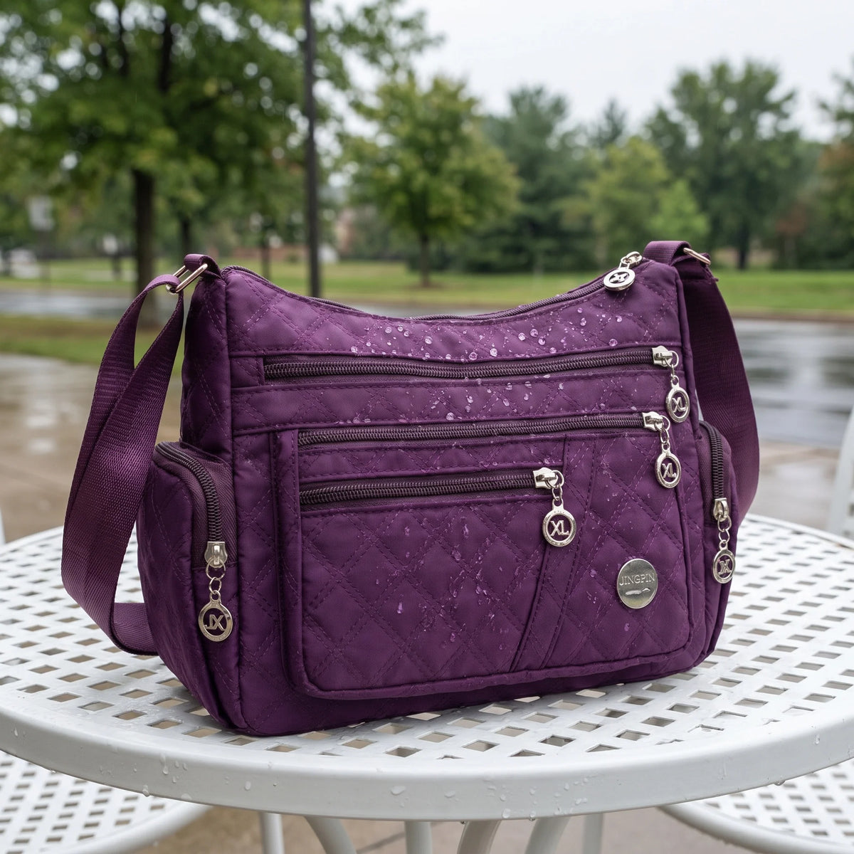 Sac Bandoulière Femme Pomelo Best – Nylon Matelassé Imperméable, Multi-Poches, Bretelle Réglable, 3 Coloris