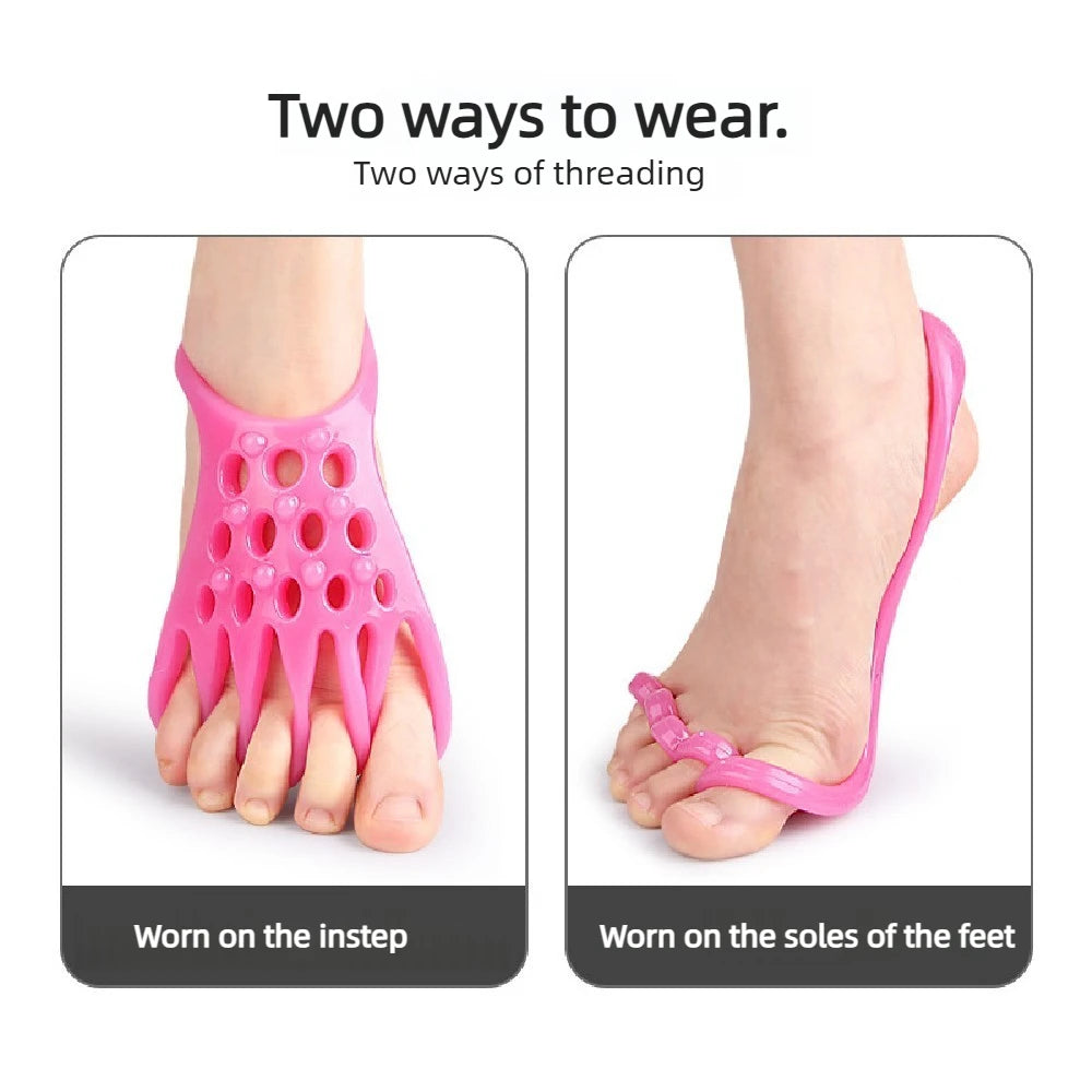 A Pair of Pinched Toe Trainers Thumb Valgus Orthotics Arch Yoga Foot Muscle Relaxation Foot Massage Stretching Strap
