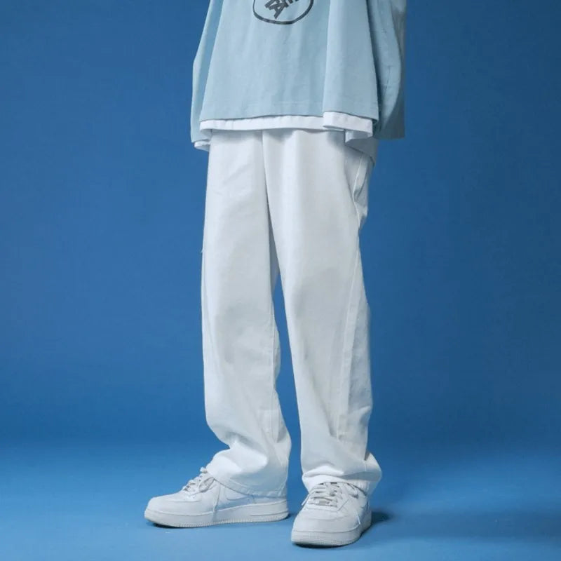 Jean Blanc Homme Loose Straight Streetwear Unisexe | Toutes Saisons