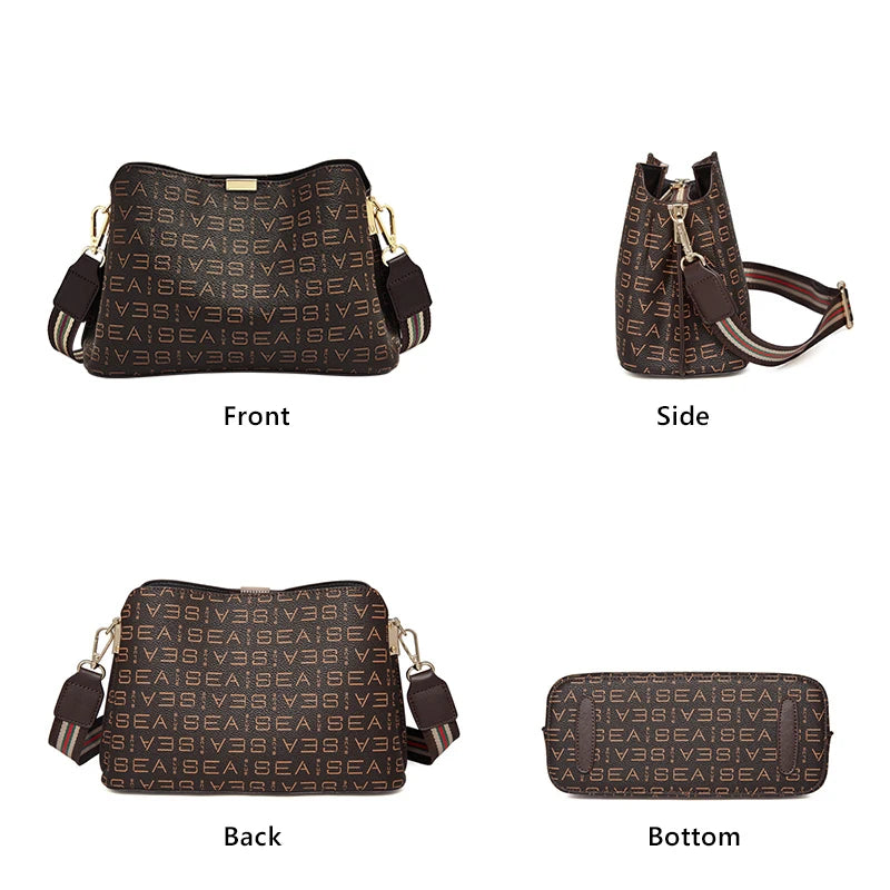 FOXER Women's Shoulder Bag PVC Leather Casual Tote Bag Large Capacity Retro Female Bucket Bag Office Work Crossbody Bag Purse