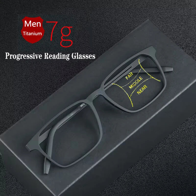 Lunettes de Lecture Progressives en Titane Pur – Anti-Lumière Bleue Unisexe (Modèle 2209)