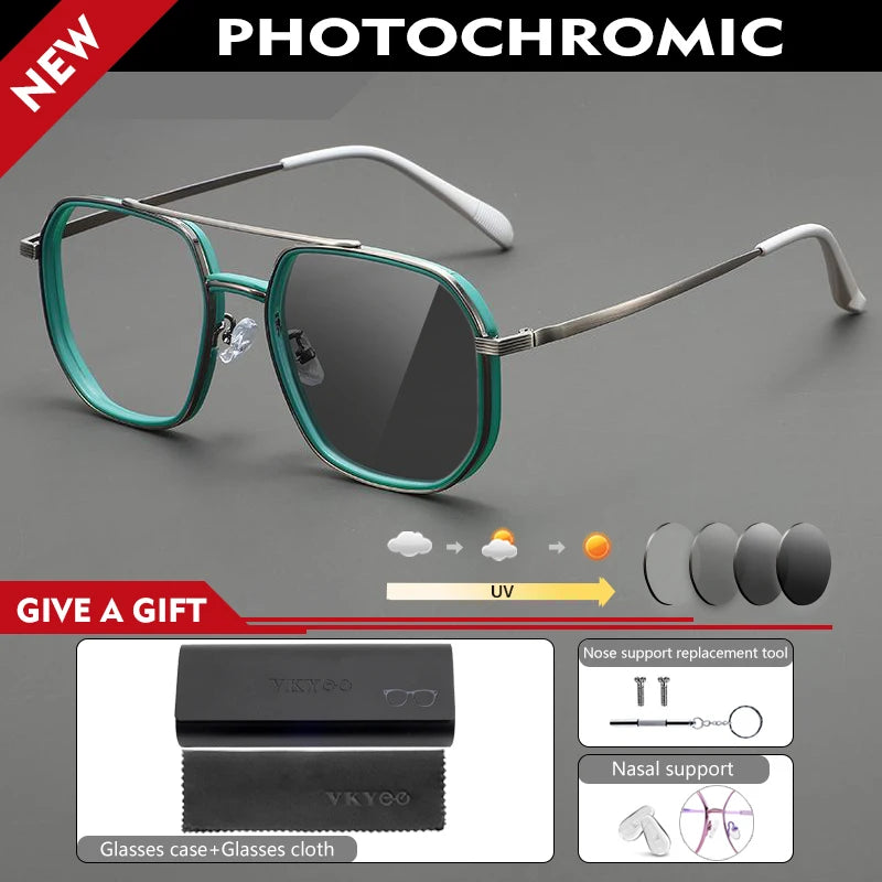 Lunettes de Lecture CAIDERONI Photochromiques Style Pilote – Anti-Lumière Bleue, Prescription Personnalisable, Mixte
