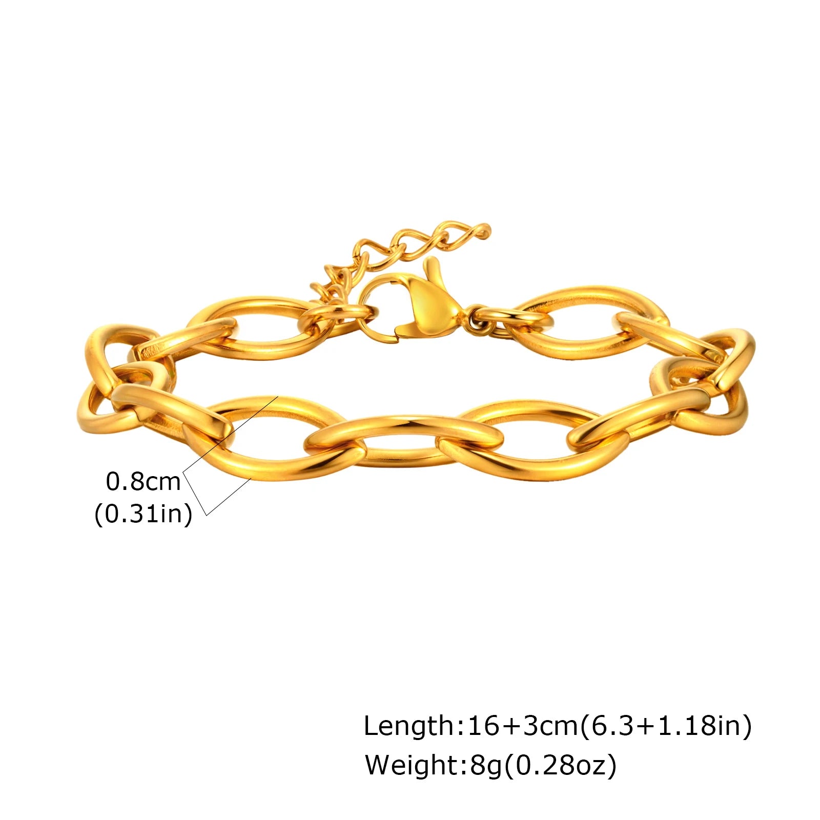 Bracelet Chaîne Acier Inoxydable Plaqué Or – Femme