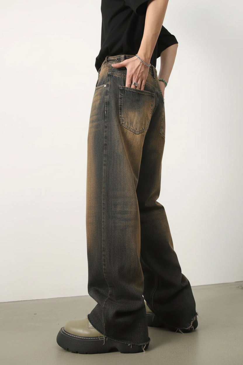 Jean Style Coréen Homme – Coupe Large Jambe Droite Taille Ajustable | Tendance 2026