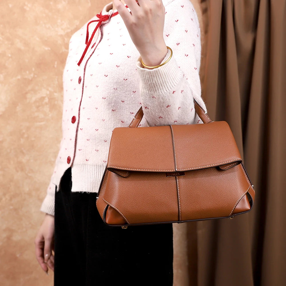 2026 New Retro Simple Handbag Versatile and Elegant Solid Color Shoulder Crossbody Bag Handbag Commuter