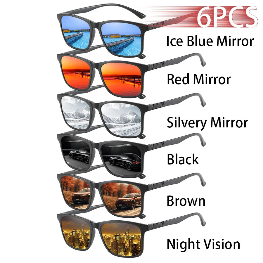 Lot de 6 Lunettes de Soleil Carrées Vintage – Homme & Femme