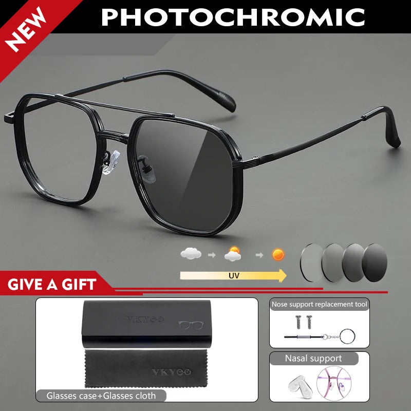 Lunettes de Lecture CAIDERONI Photochromiques Style Pilote – Anti-Lumière Bleue, Prescription Personnalisable, Mixte