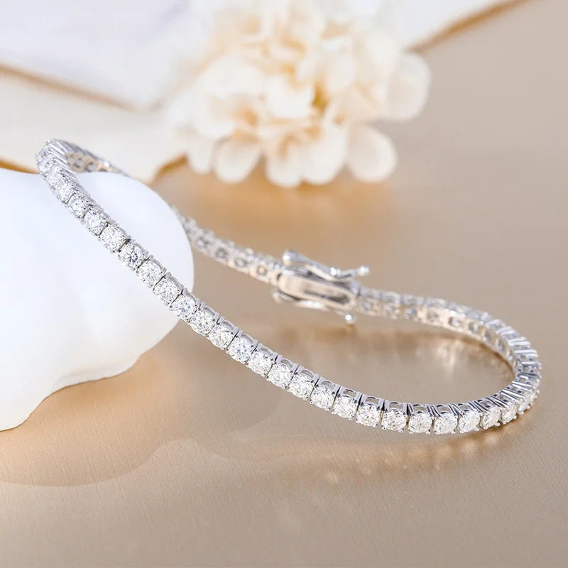 D VVS1 100% Moissanite Tennis Bracelets S925 Sterling Silver for Women Man High Quality Wedding Jewelry Accessories Fashion Gift