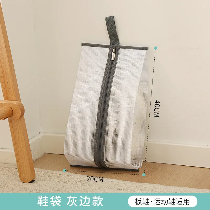 Winter Shoes Dust Cover Mesh Transparent Shoe and Boot Storage Bag with Zipper Portable Travel Dust Organizer Protector Bag