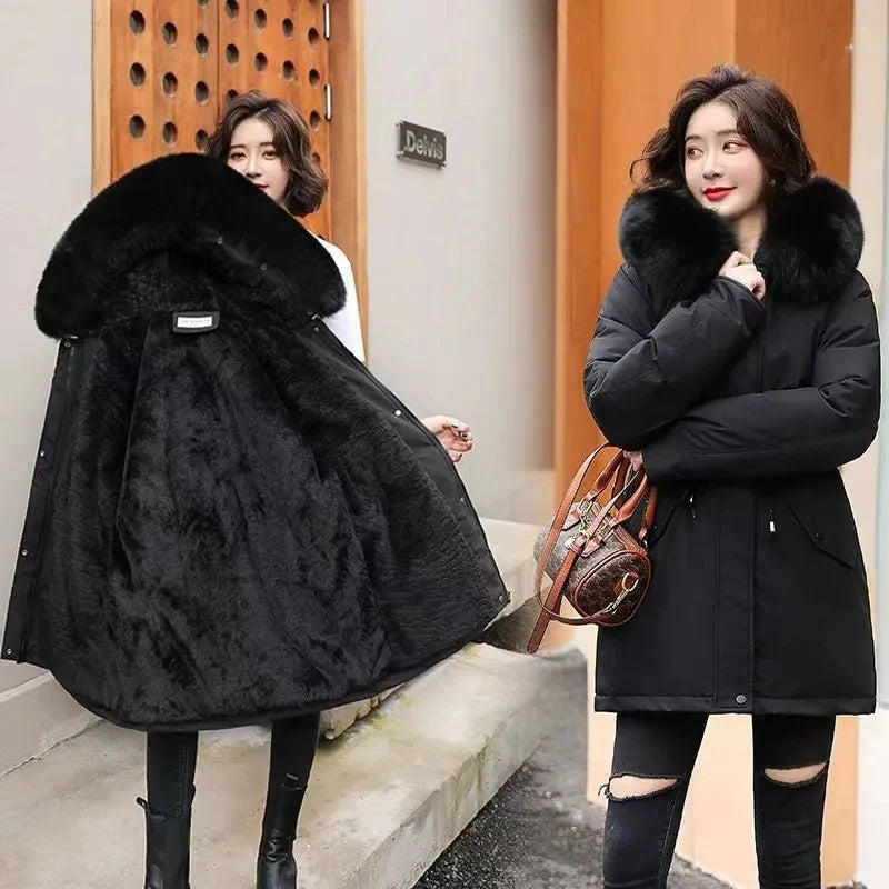 Parka Femme Hiver 2026 – Manteau Matelassé à Capuche Col Fourrure | Chaud & Tendance