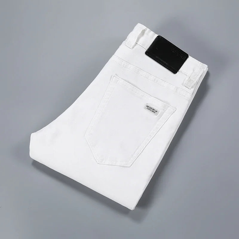 Jean Slim Blanc Homme – Coupe Ajustée Élastique Style Business Casual