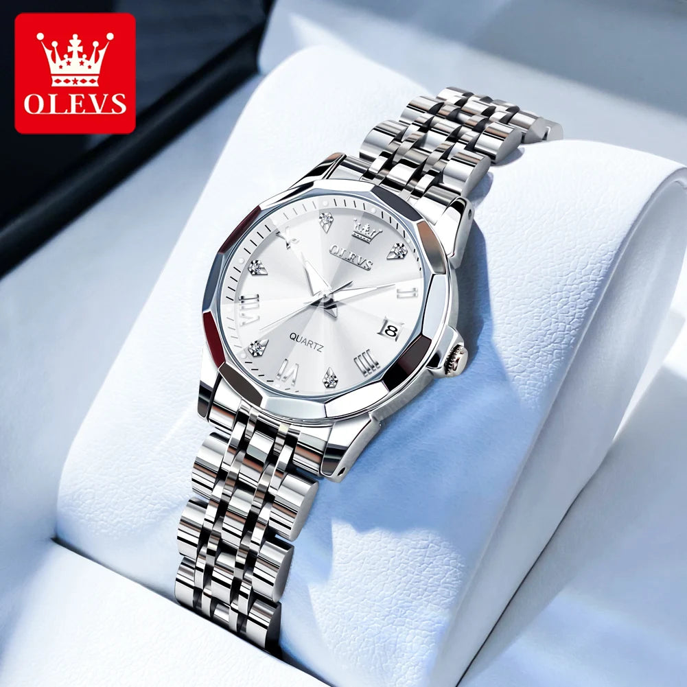 OLEVS 9931 Women's Watch Waterproof Luxury Diamond Quartz Watch For Women Roman Scale Calendar Luminous Elegant Woman Wristwatch
