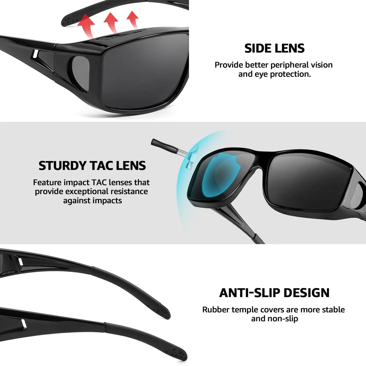 Lunettes de Soleil Polarisées Sur-Lunettes Unisexe – Anti-Reflets, UV400, Monture Titane