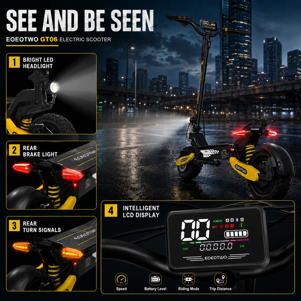 EOEOTWO 1200W Off Road Electric Scooter for Adults 48V Long Range E-Scooter 30MPH Fast Speed 11" Tubeless Tire Foldable Kick Scooter