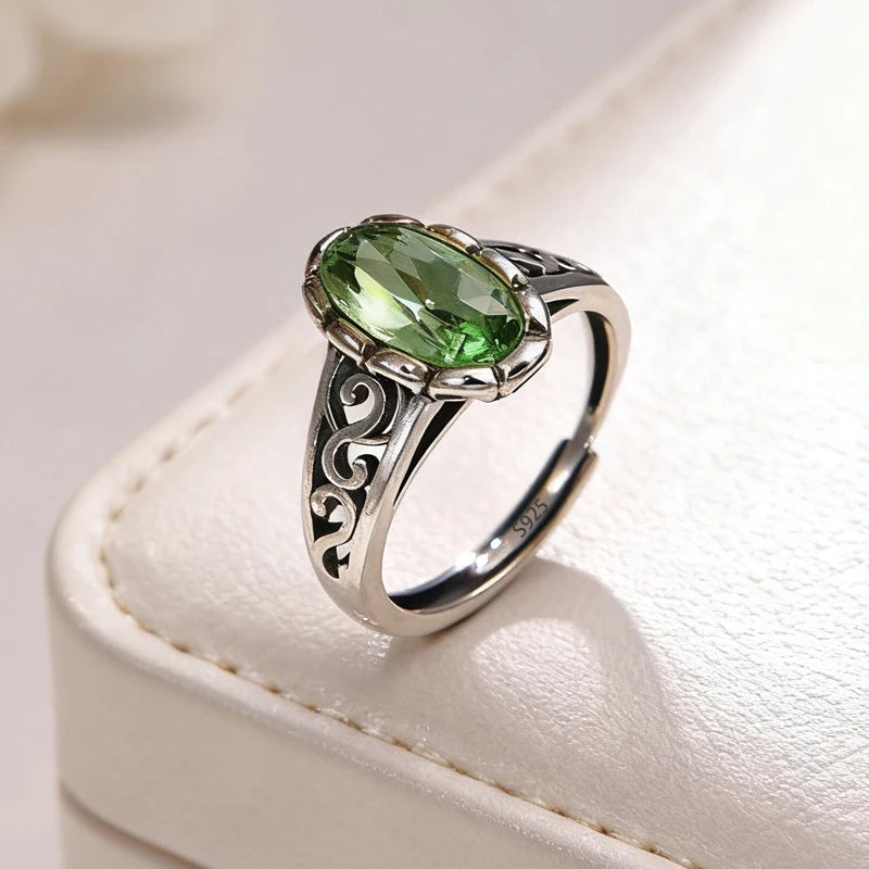 Bague Lotus en Argent Sterling 925 Femme – Texture Rétro & Ajustable | Cadeau Bijou