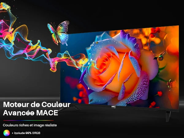 TV HKC 40" FHD Basique – Dolby Audio | DVB-T2/S2/C | 3x HDMI | Direct LED | Finition Métal | Noir