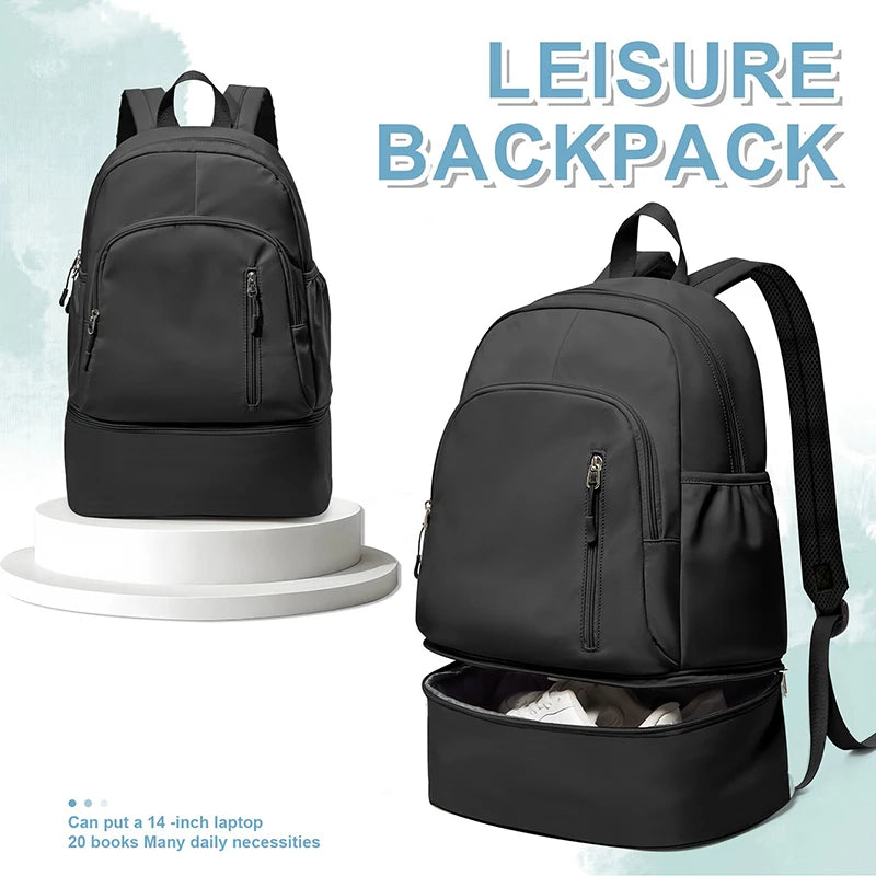 Expandable Gym Fitness Backpack with Shoes Pocket Outdoor Travel Sports Commuting Bag Leisure Business Trip Laptop Schoolbag