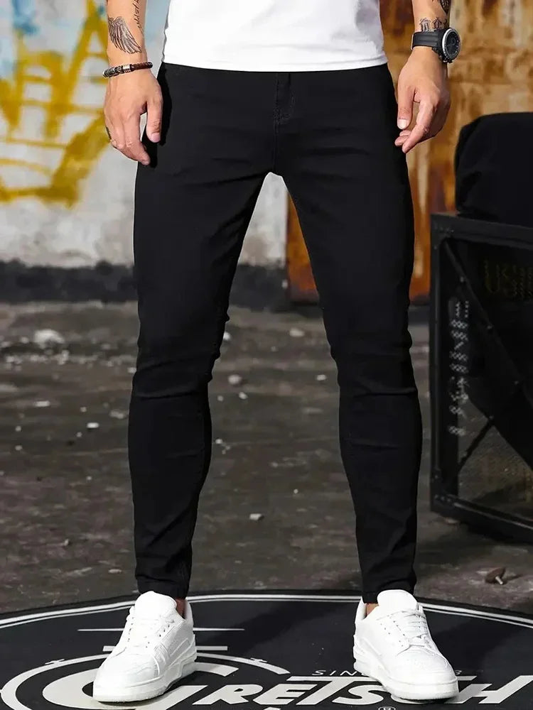 Men's Skinny Stretch Jeans 3 Colors Harajuku Hip-Hop Street Luxe Style Sizes 28-38