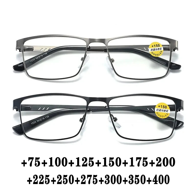 Lunettes de Lecture Unisexe – Anti-Lumière Bleue, Monture Alliage, Charnières Flexibles | +75 à +400