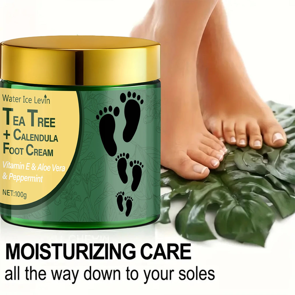 Tea Tree & Calendula Foot Cream with Vitamin E & Aloe Vera, Hydrates & Soothes Feet, Lightweight Non-Greasy Formula.