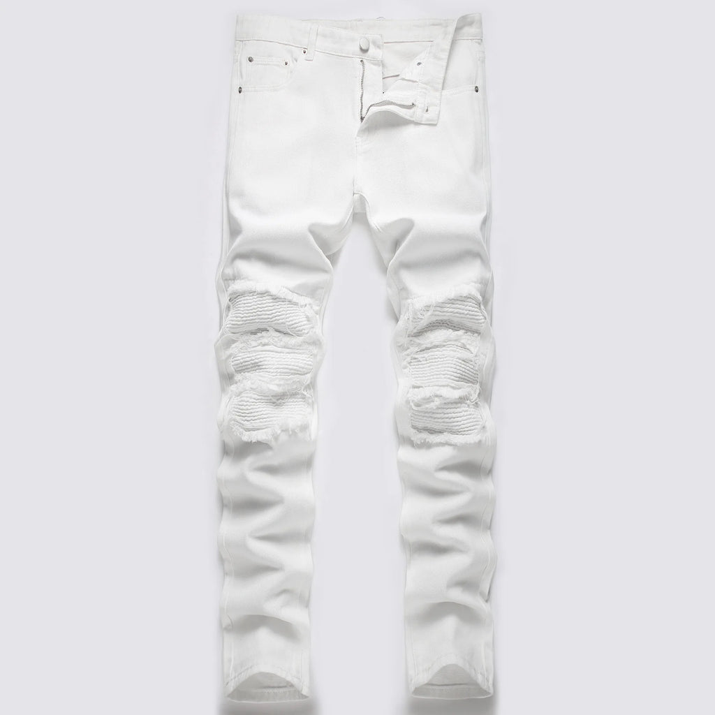 Jean Droit Taille Haute Homme – Style Y2K Streetwear Patché Vintage