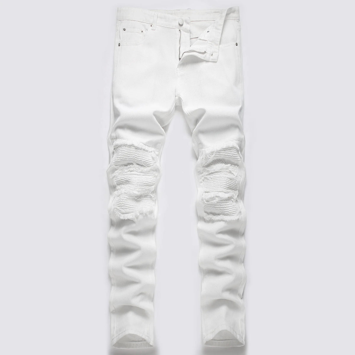 Jean Droit Taille Haute Homme – Style Y2K Streetwear Patché Vintage
